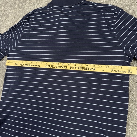 POLO RALPH LAUREN SHIRT Men's Large Navy Blue Striped Golf Short Sleeve Polo - Picture 6 of 7